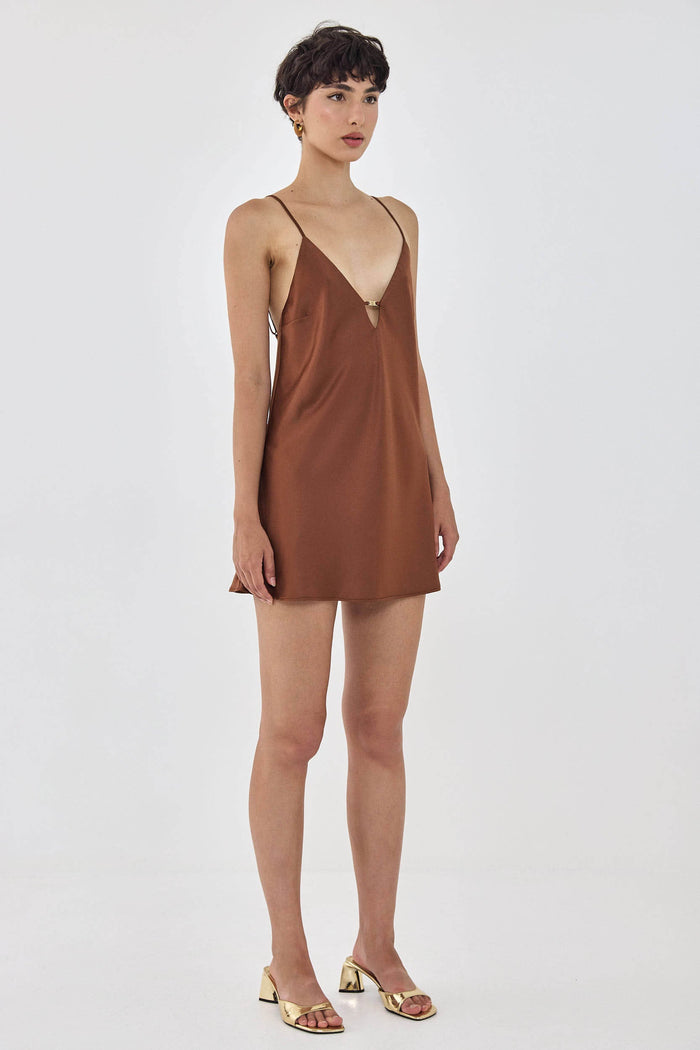 Satin Slip Open Back Mini Dress