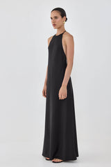 Satin Collared Maxi Dress