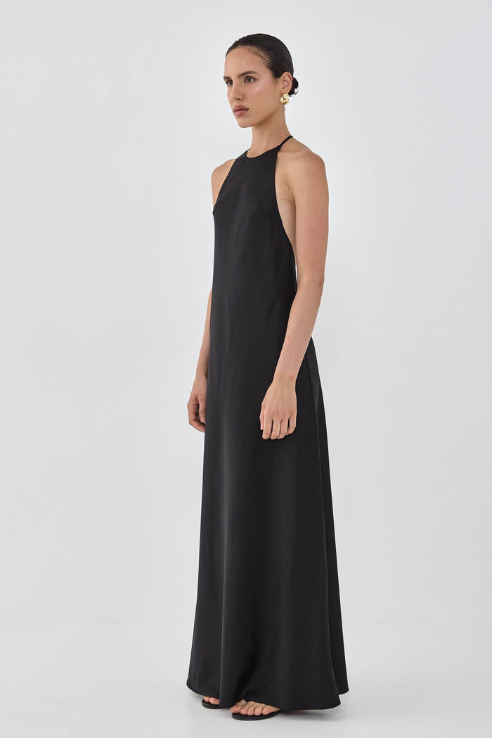 Satin Collared Maxi Dress