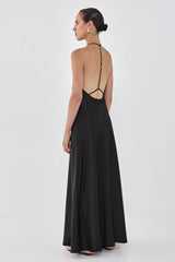 Satin Collared Maxi Dress