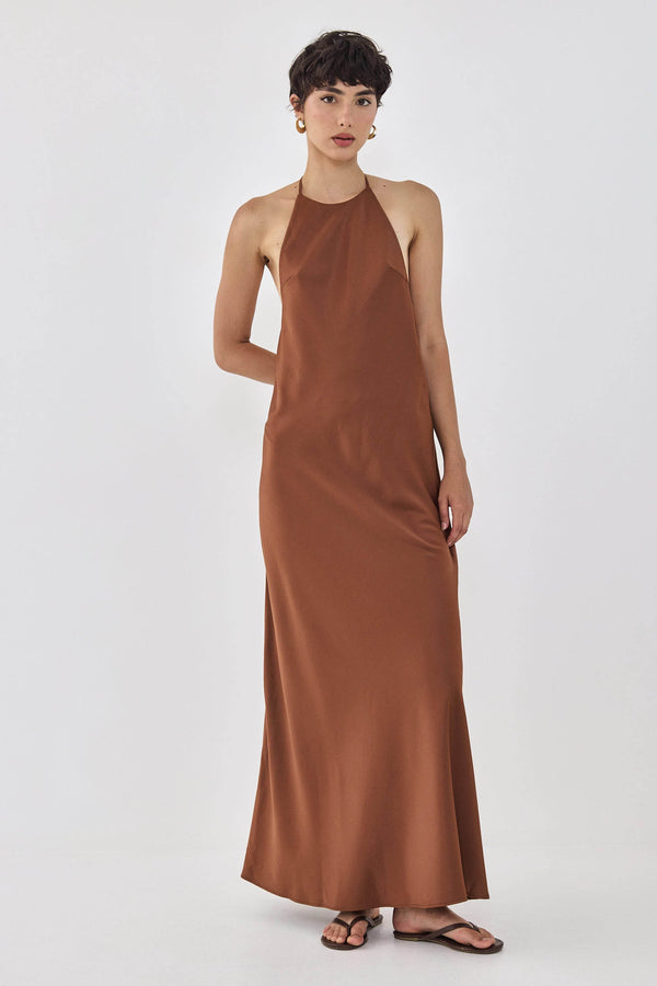 Satin Collared Maxi Dress