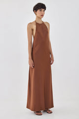 Satin Collared Maxi Dress