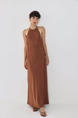 Satin Collared Maxi Dress