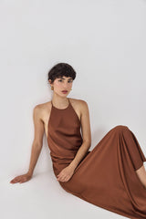 Satin Collared Maxi Dress