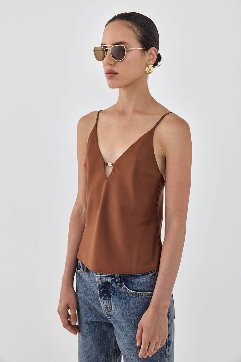 Satin V Neck Tank Top