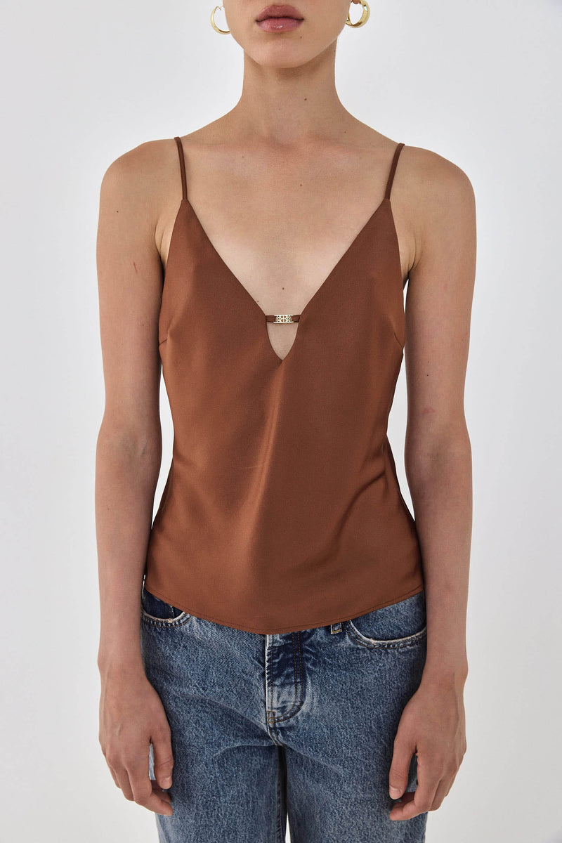 Satin V Neck Tank Top