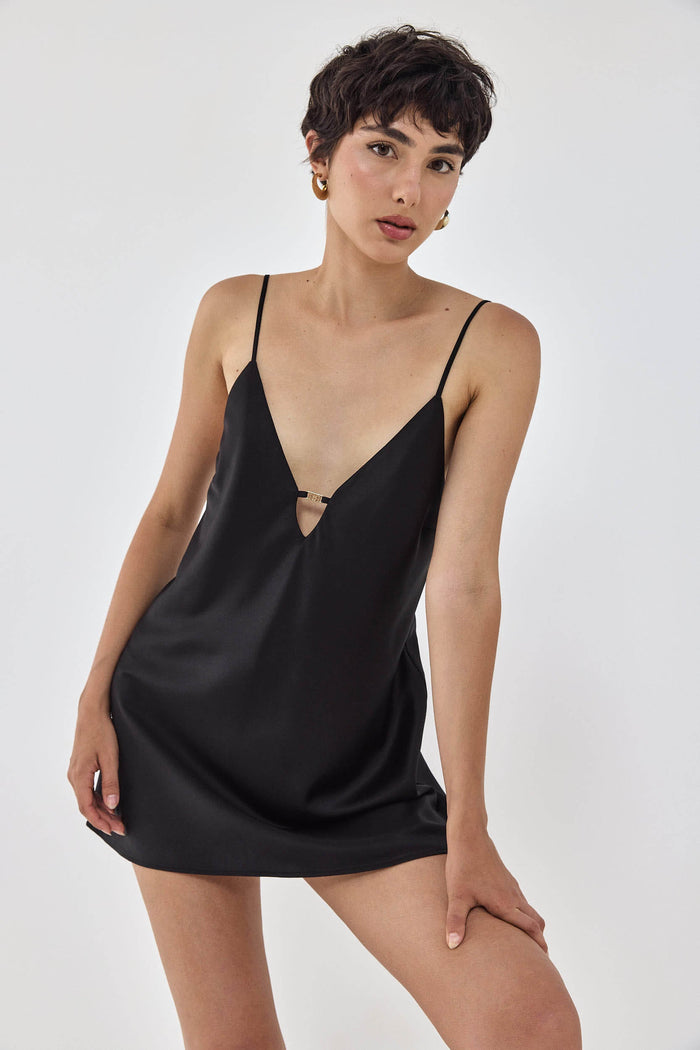 Satin Slip Open Back Mini Dress