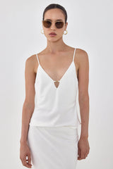 Satin V Neck Tank Top