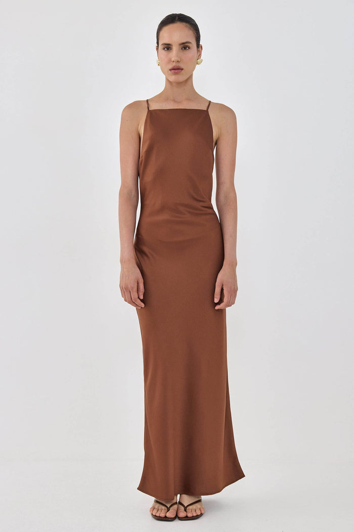 Satin Square Neck Dress