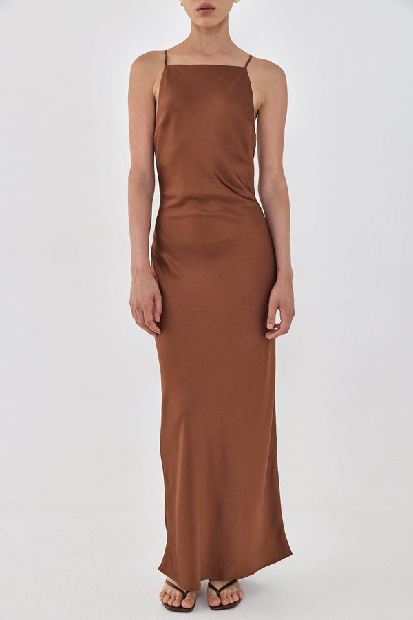 Satin Square Neck Dress