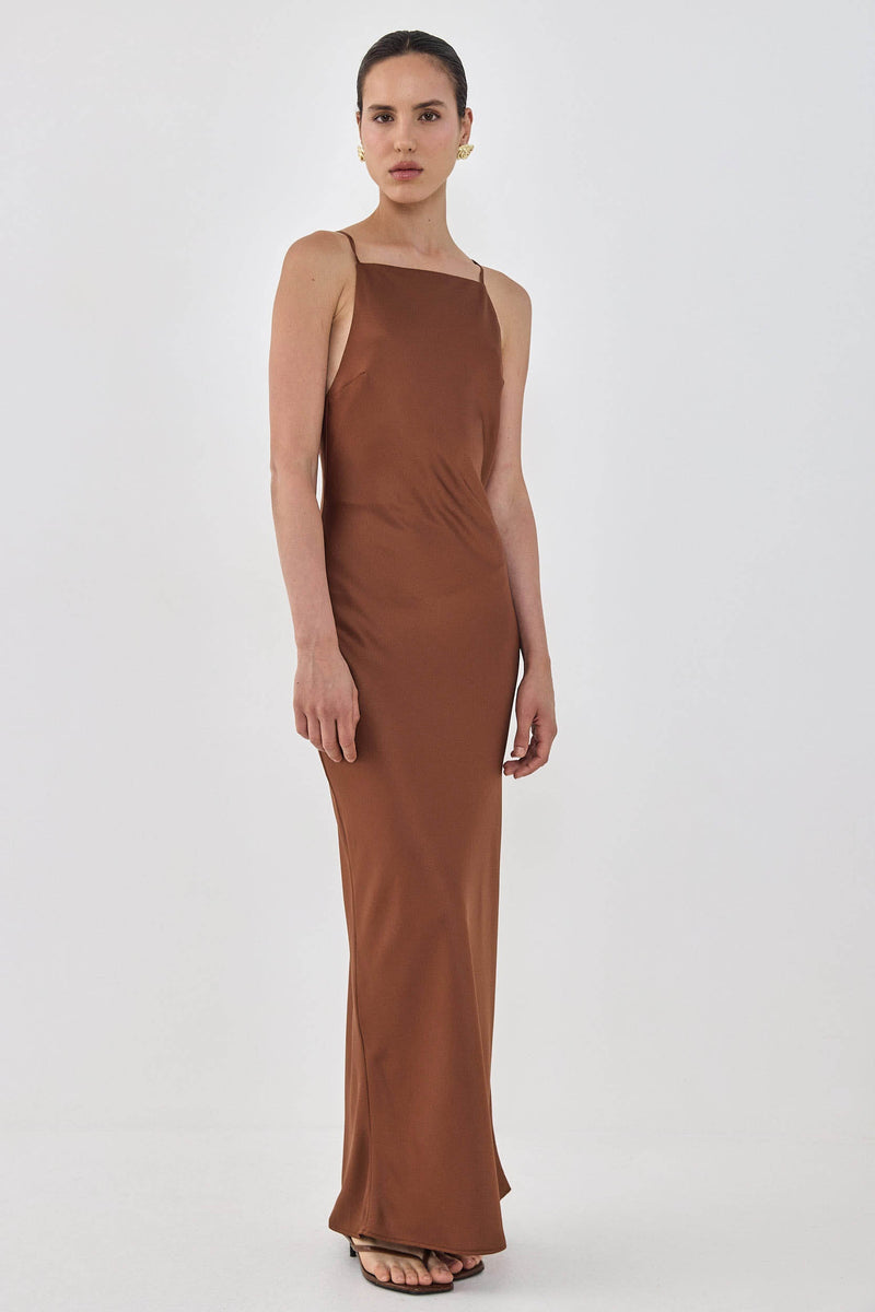 Satin Square Neck Dress