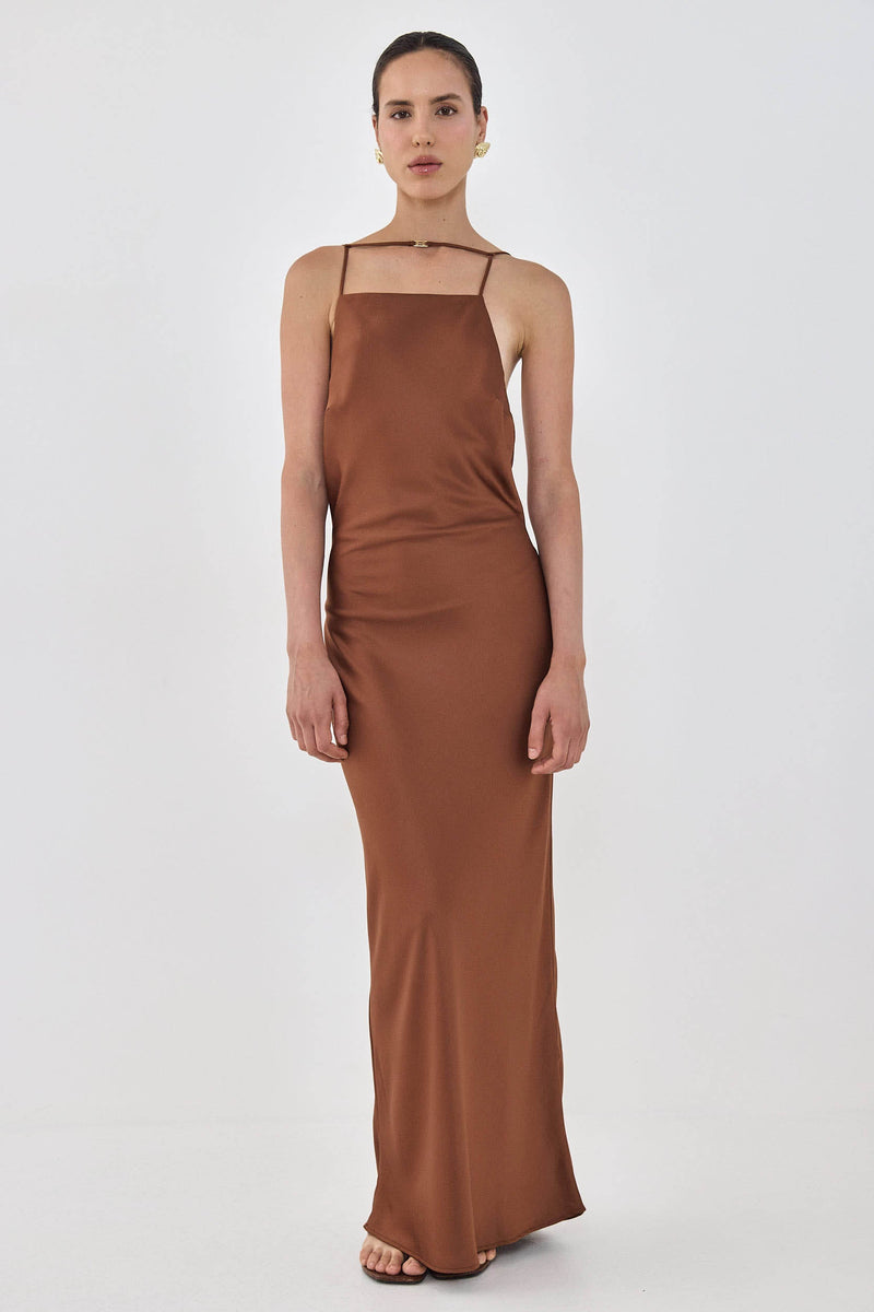 Satin Square Neck Dress