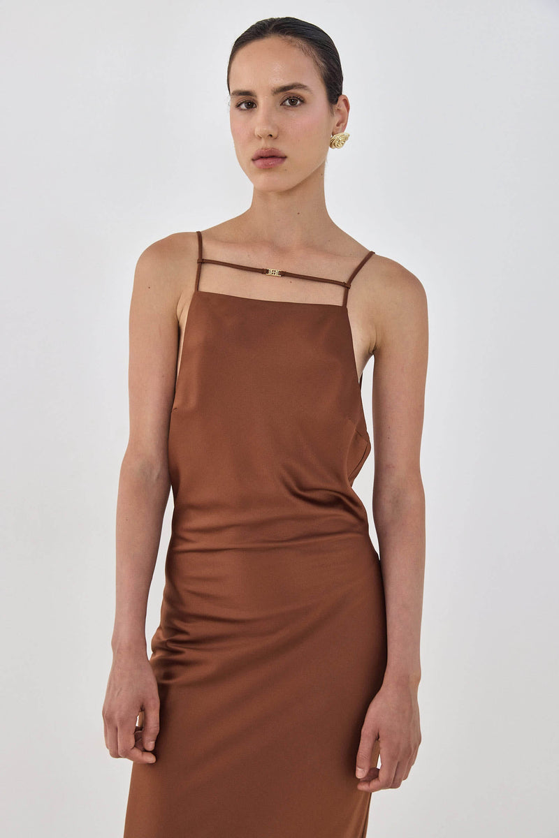 Satin Square Neck Dress