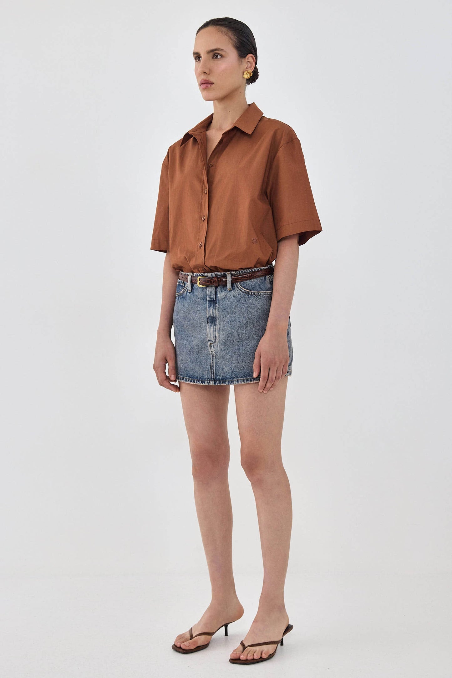 Short Sleeved Poplin Button Down Shirt - Dé Rococo