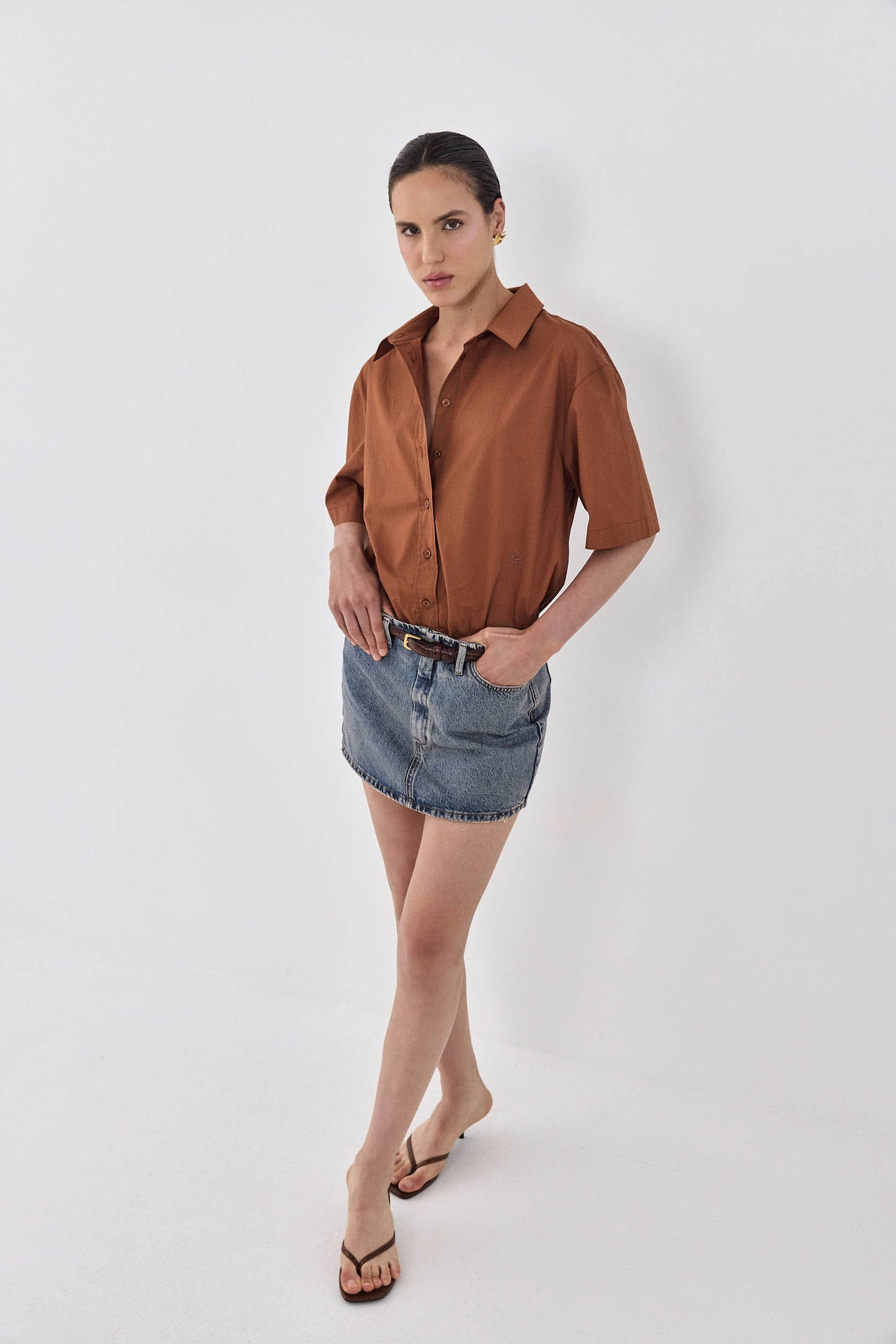 Short Sleeved Poplin Button Down Shirt - Dé Rococo