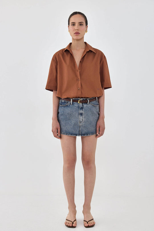 Short Sleeved Poplin Button Down Shirt - Dé Rococo