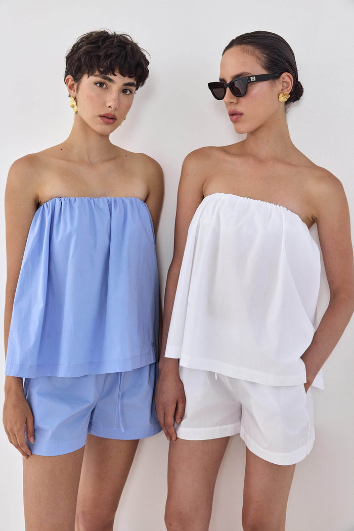 Strapless Poplin Top