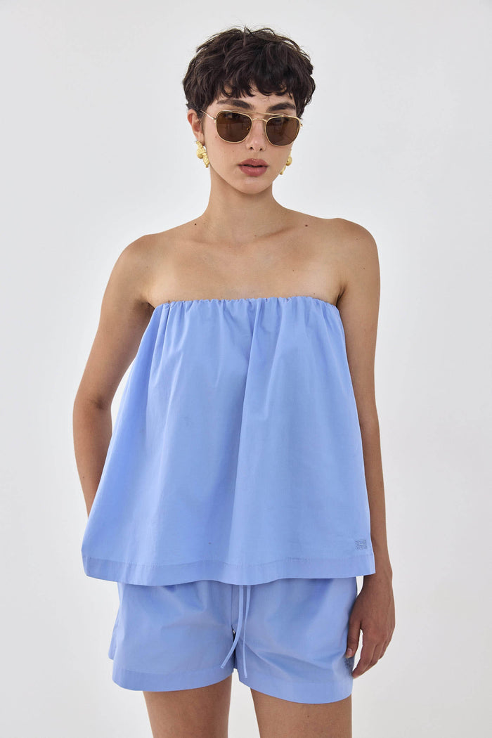 Strapless Poplin Top