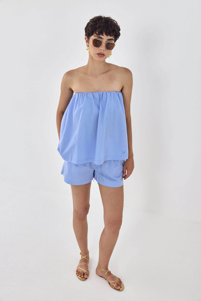 Strapless Poplin Top