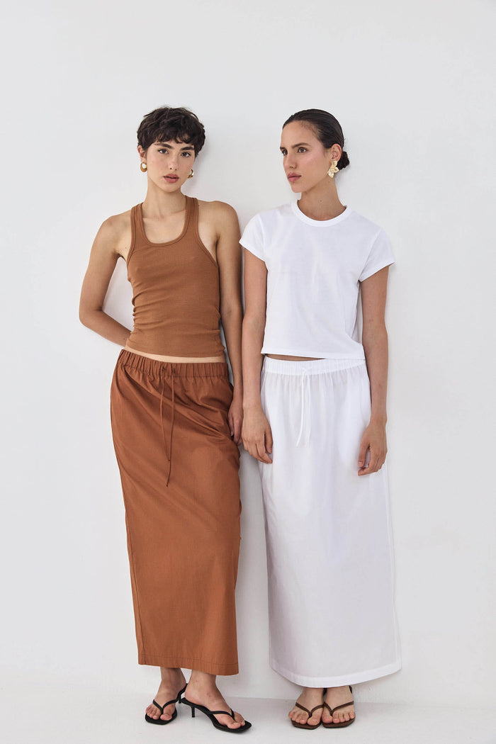 Poplin Gathered Maxi Skirt