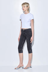 Mid Rise Capri Denim