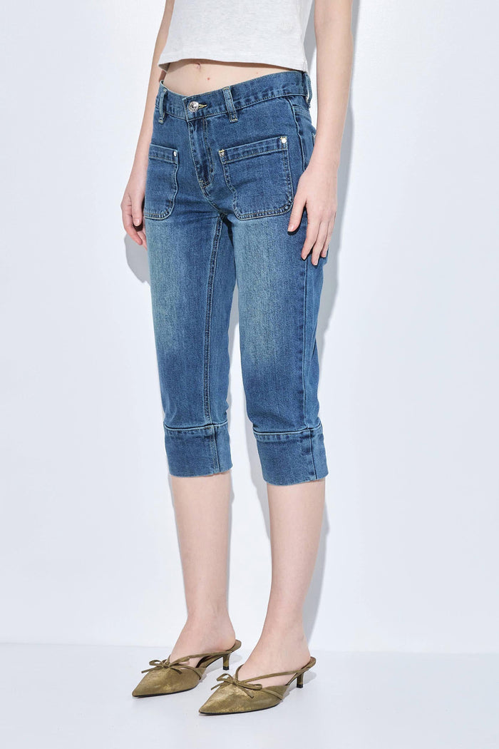 Mid Rise Capri Denim