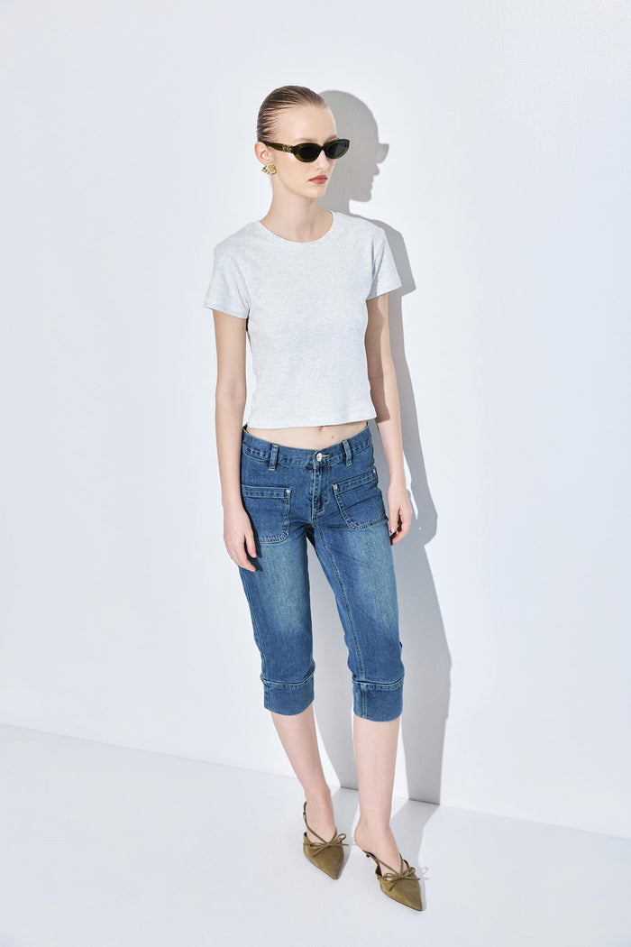 Mid Rise Capri Denim