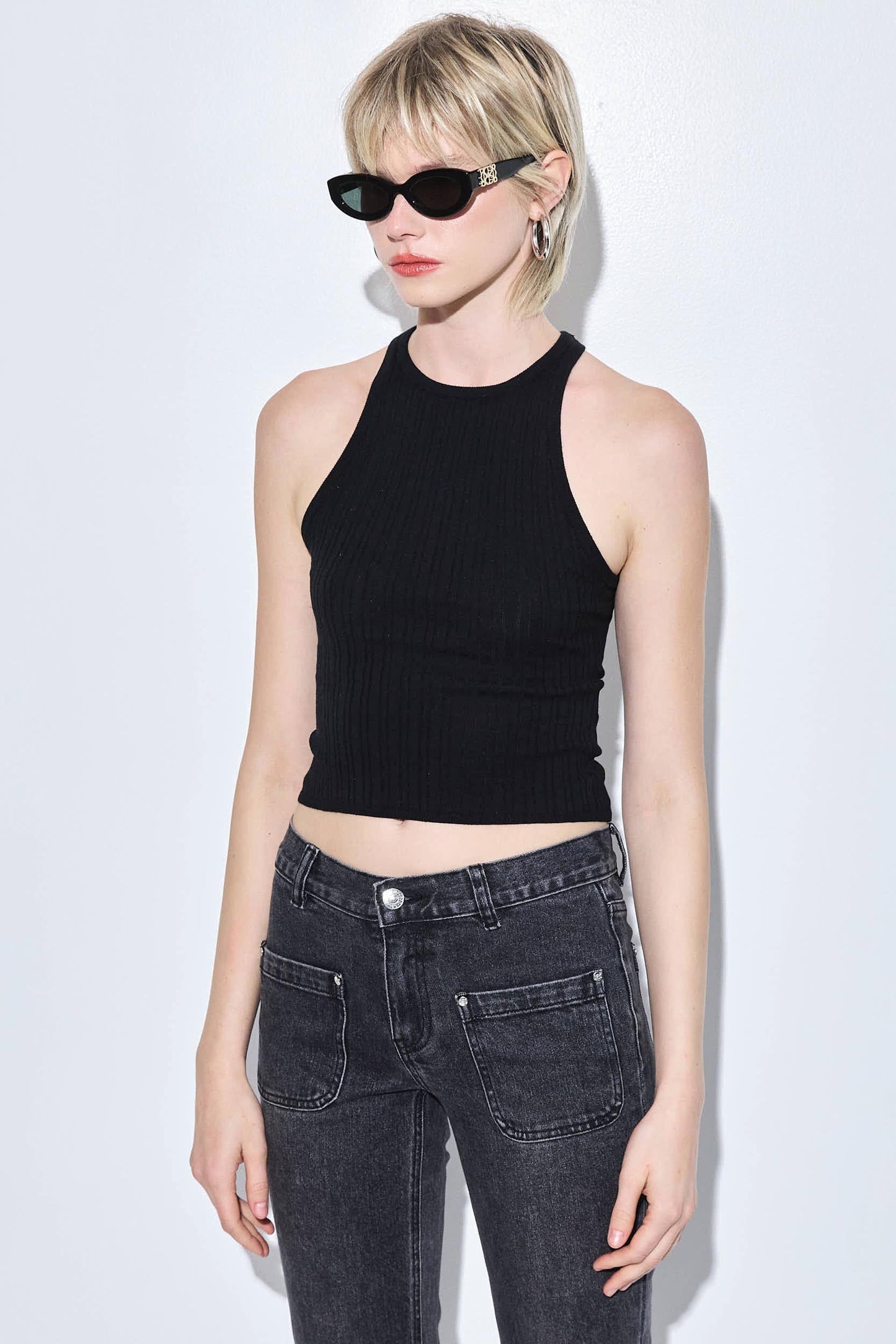Ribbed Crew Neck Tank Top