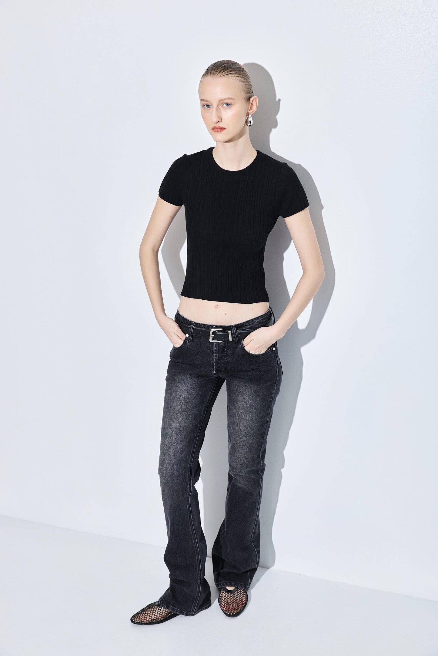 Ribbed Crew Neck Tee