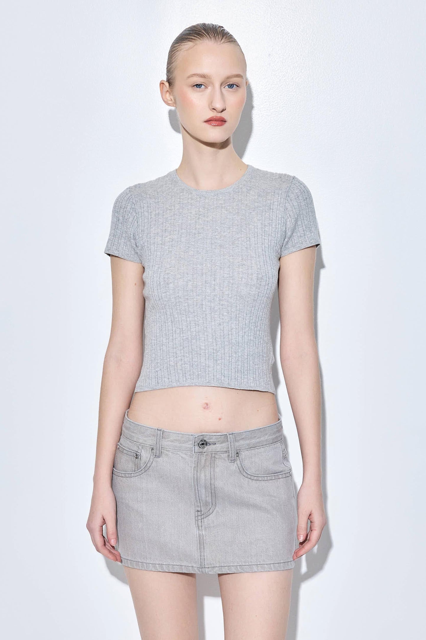 Ribbed Crew Neck Tee - Dé Rococo