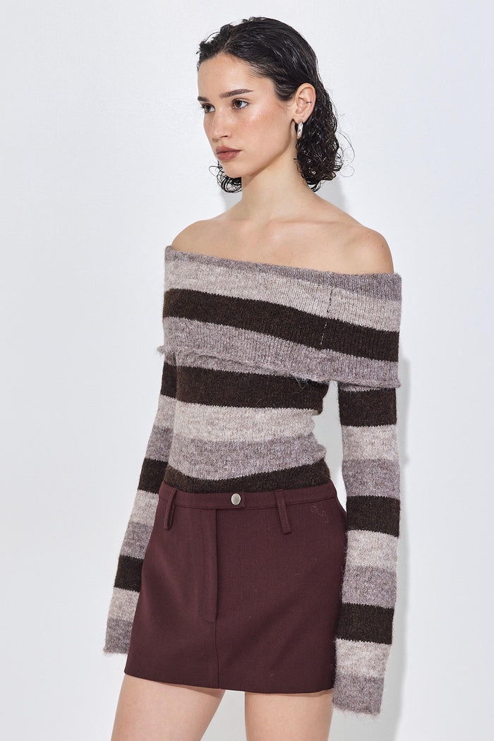 Off Shoulder Fuzzy Sweater