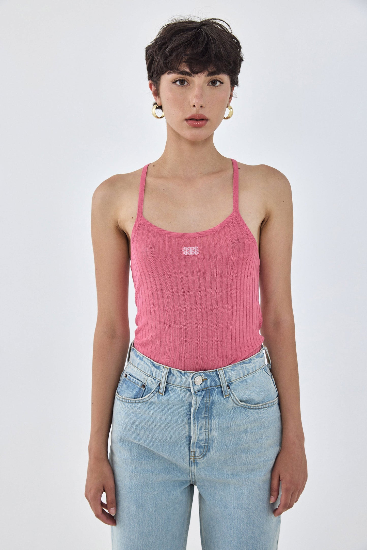 Sheer Knit Logo Tank Top - Dé Rococo