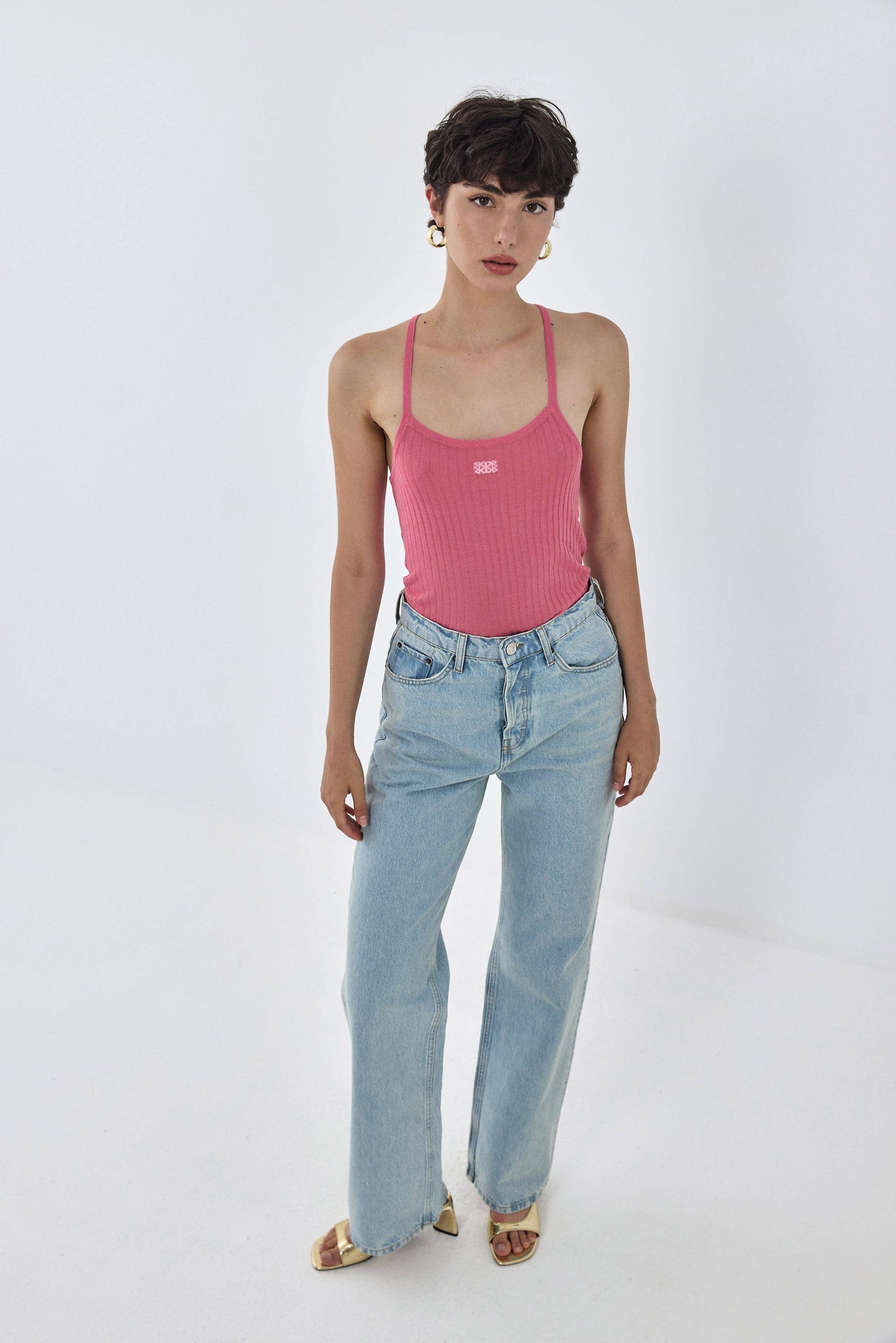 Sheer Knit Logo Tank Top - Dé Rococo