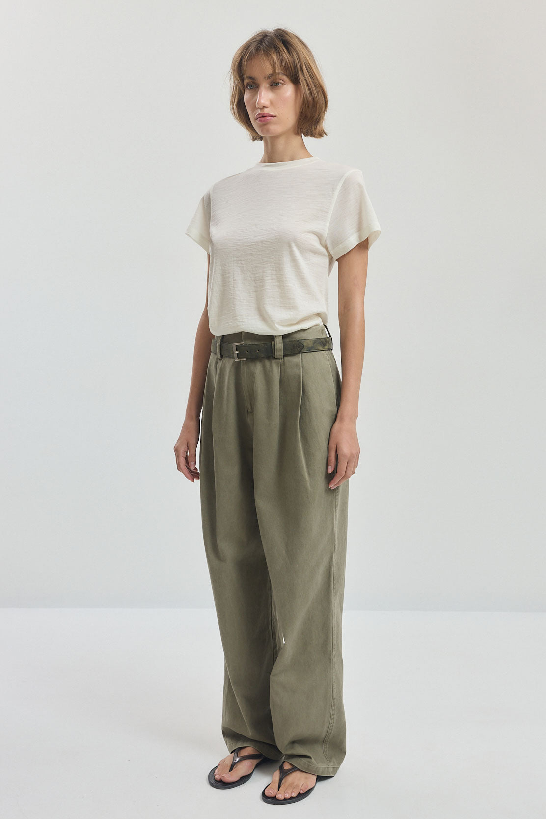 Cotton Pleated Pants