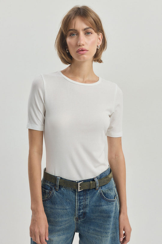Ribbed Mid Sleeve T Shirt