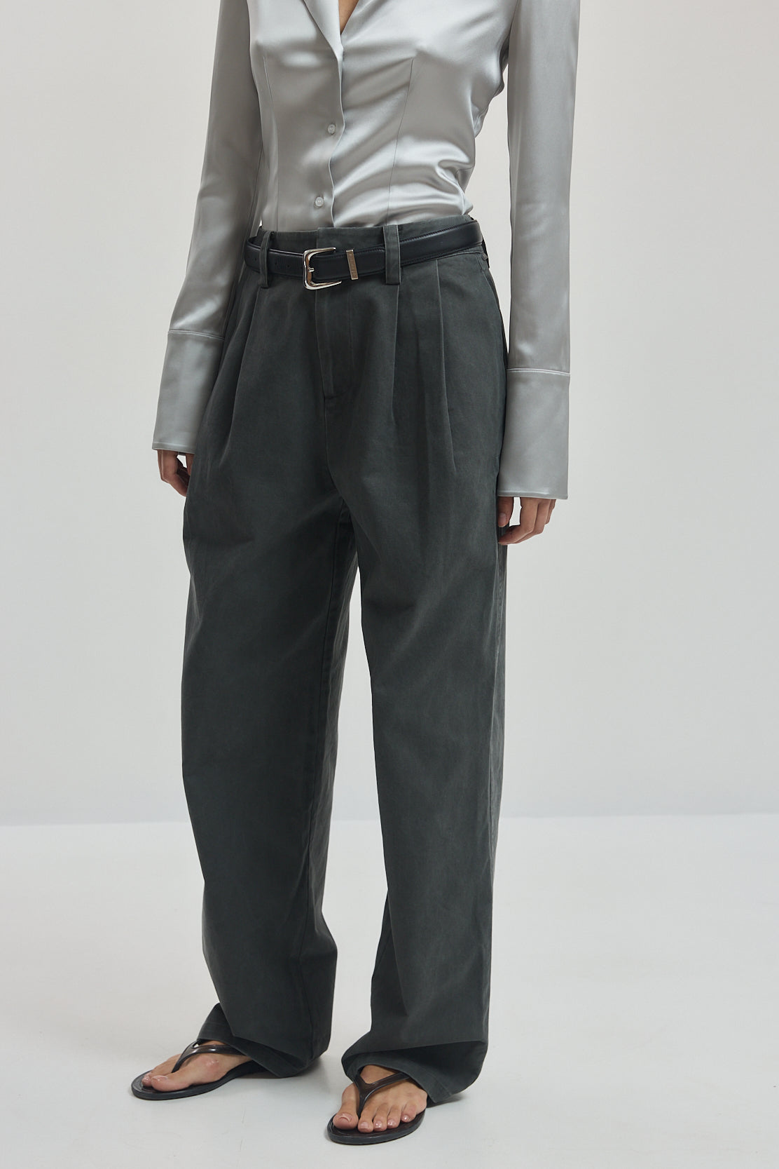 Cotton Pleated Pants