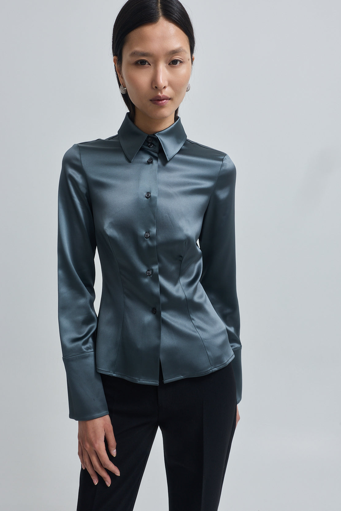 Satin Button Down Blouse