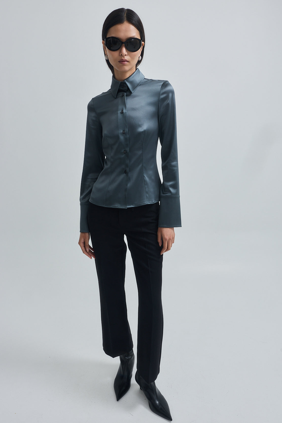 Satin Button Down Blouse