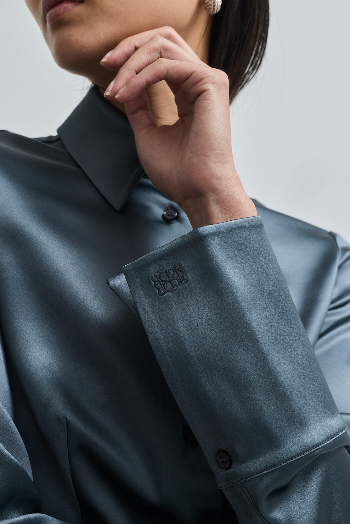 Satin Button Down Blouse