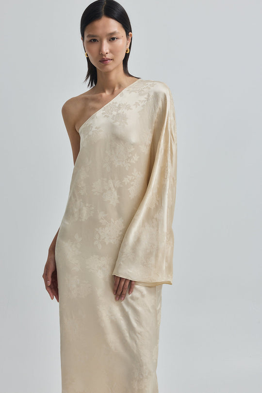 One Shoulder Jacquard Dress