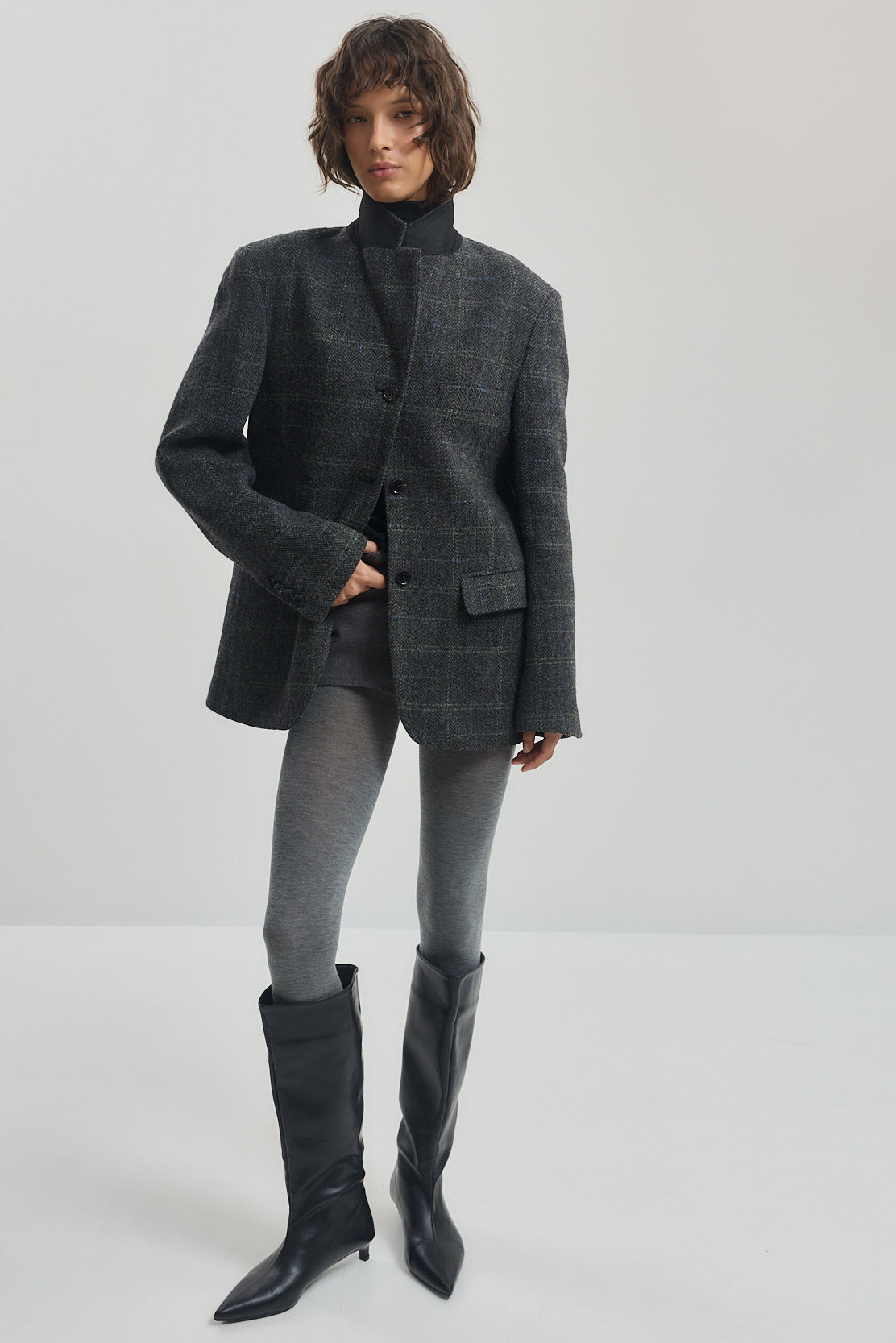 Tailored Wool Plaid Jacket