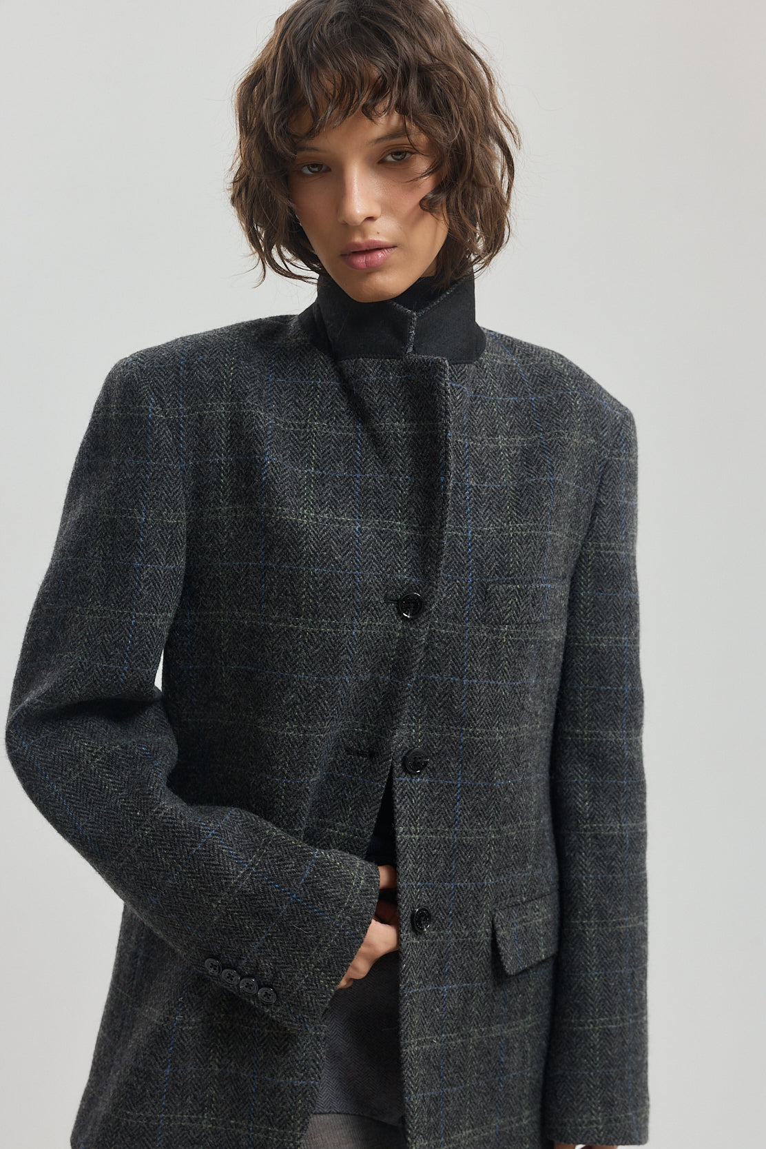Tailored Wool Plaid Jacket