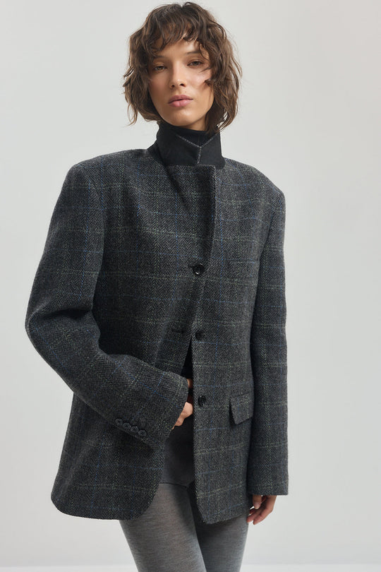 Tailored Wool Plaid Jacket