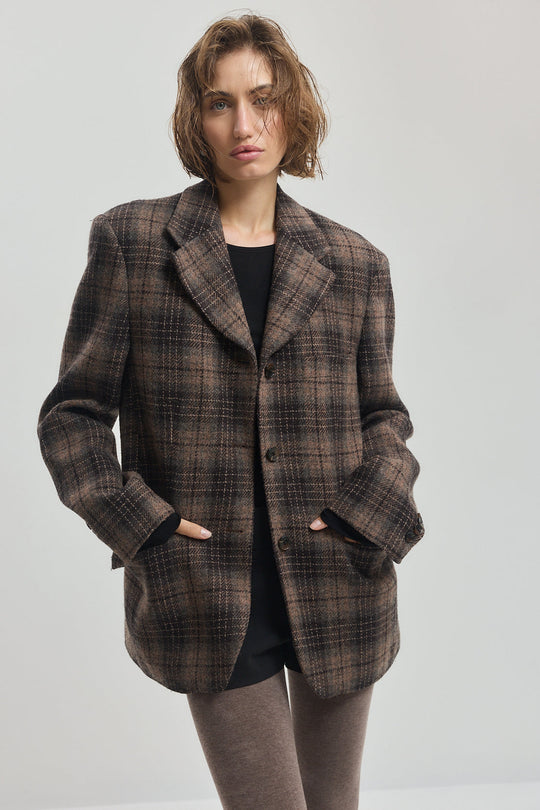 Tailored Wool Plaid Jacket