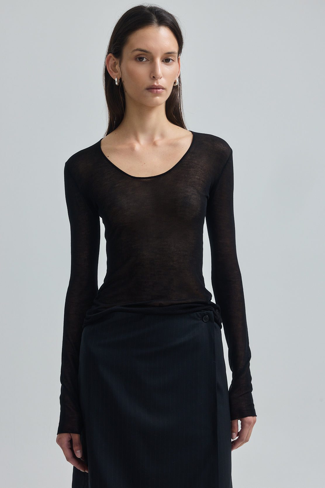 Semi Sheer Deep Scoop Top