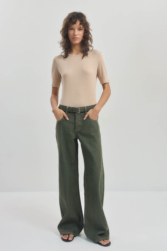 Ribbed Mid Sleeve T Shirt