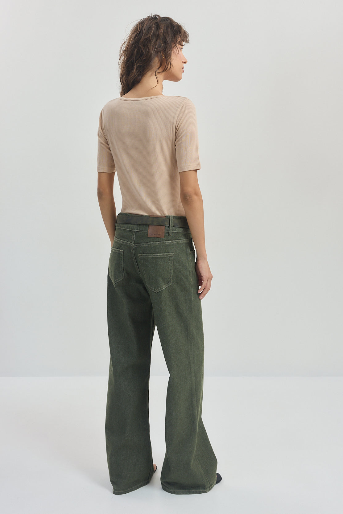 Ribbed Mid Sleeve T Shirt