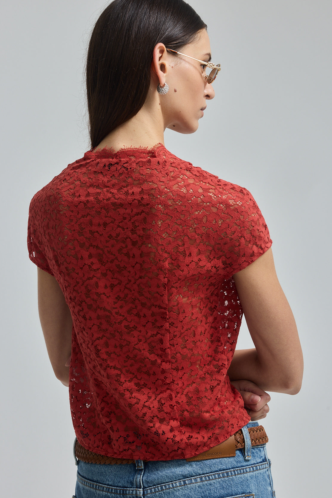 Cupped Sleeve Lace Top