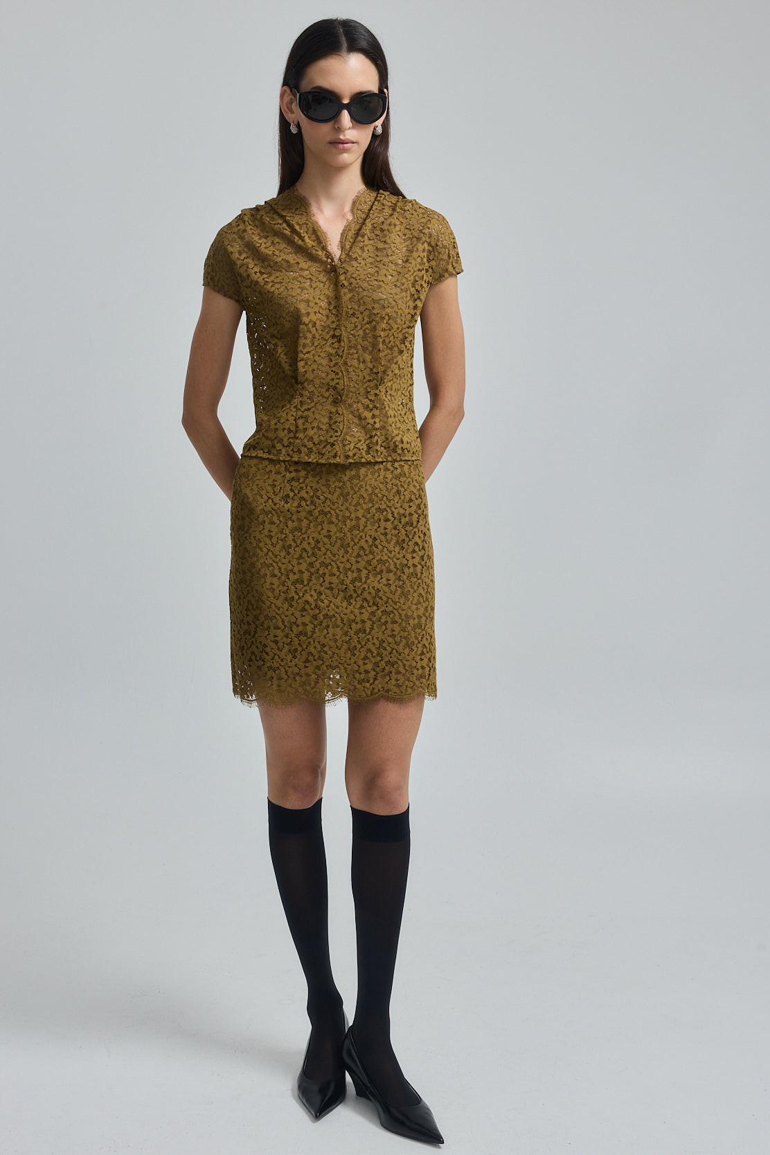 Cupped Sleeve Lace Top