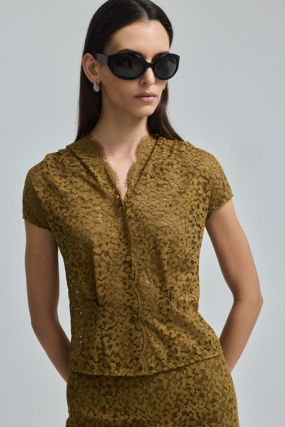 Cupped Sleeve Lace Top
